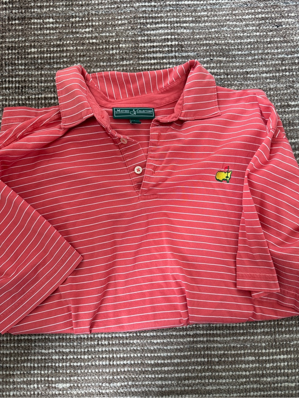 Masters Coral Pink Striped Polo Shirt - Picture 3 of 3